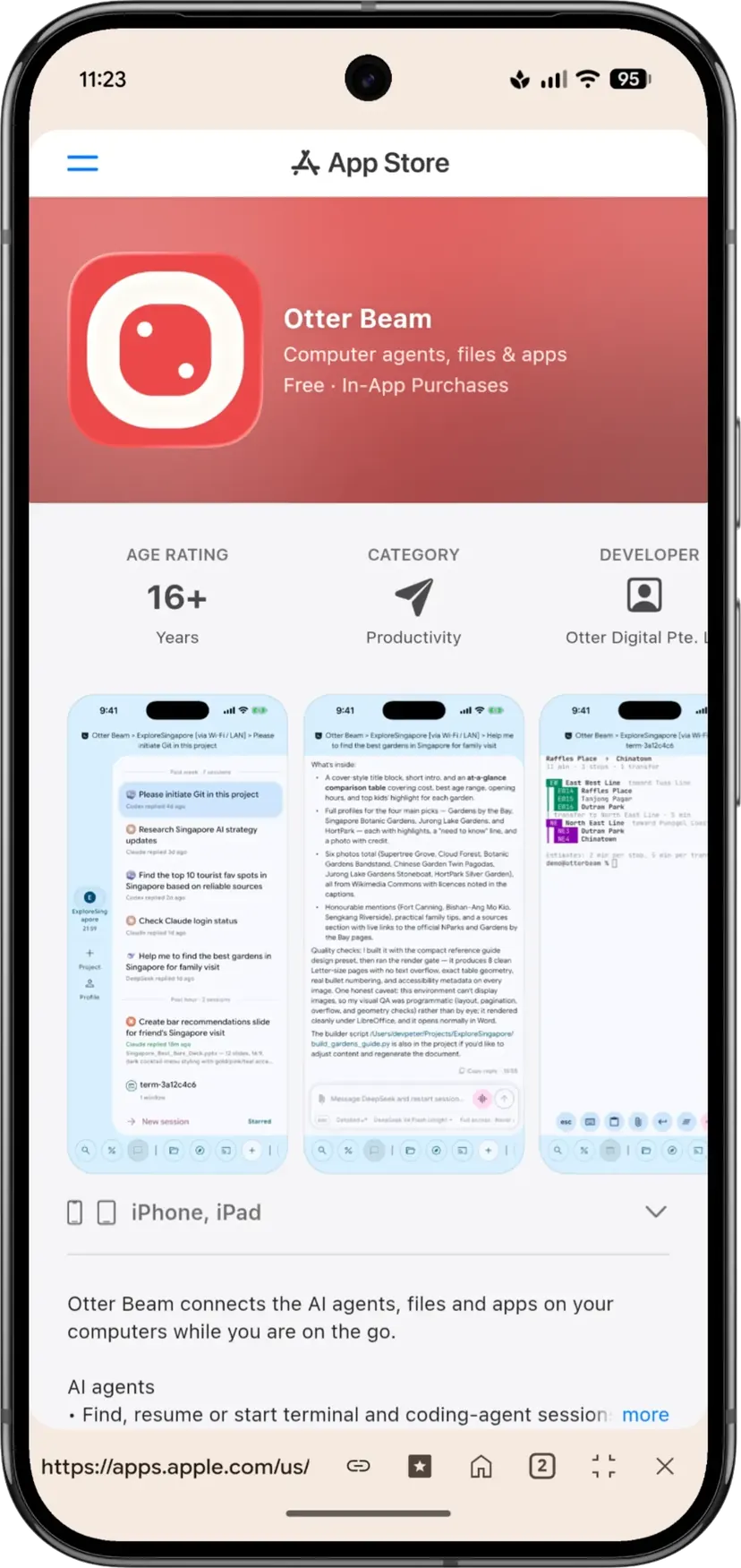 A phone showing an app window mirrored from the computer.